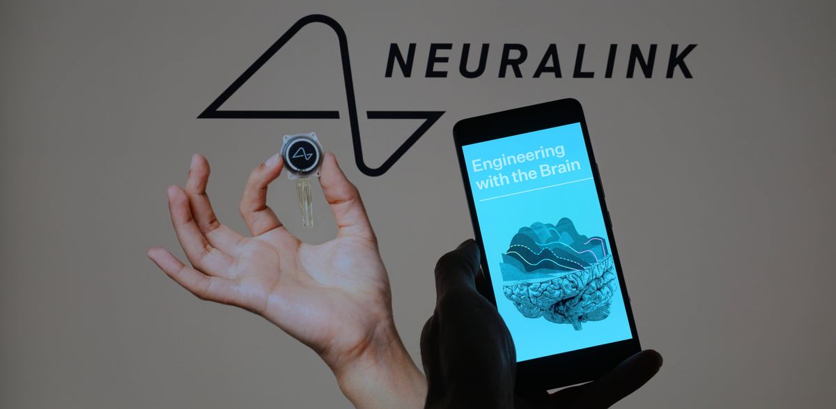 Neuralink Button mit Smartphone