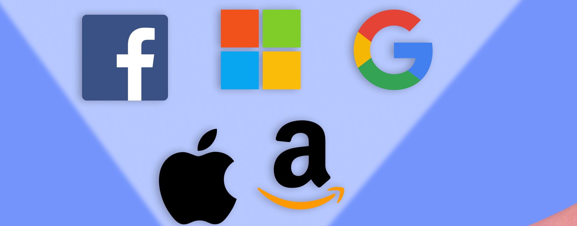 Smartphone Bildschirm leuchtet von unten GAFA (Google, Amazon, Facebook, Apple) Logos an